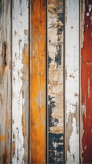 Orange and white old wooden panels texture
