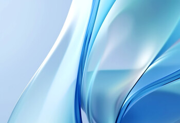青色の透明感のあるガラスのウェーブ背景