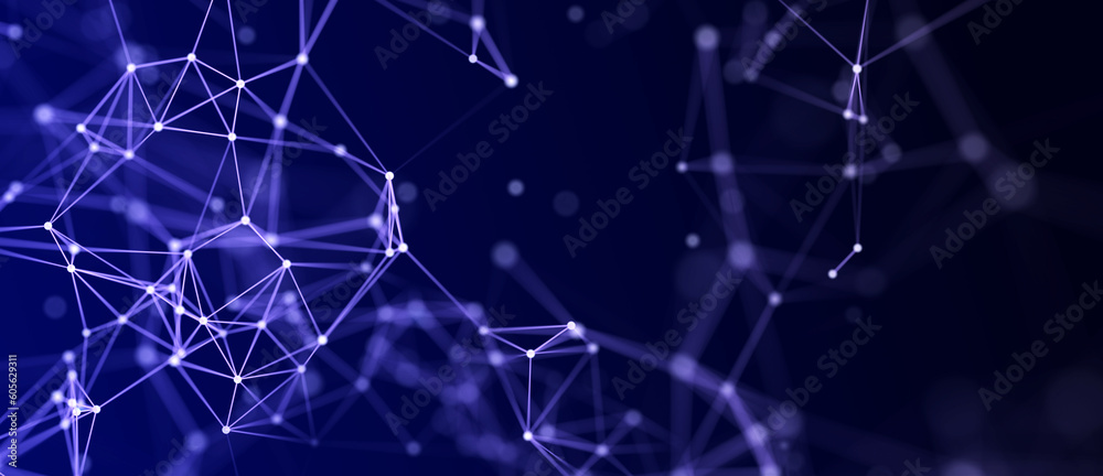 Fototapete Digital plexus of glowing lines and dots. Abstract background. 3D rendering. Network or connection. 3d rendering.