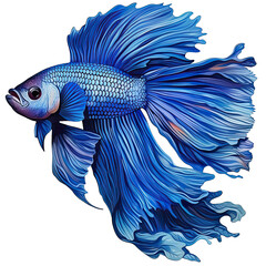 Fototapeta premium siamese betta fish with beautiful tail illustration Watercolor isolated on white transparent background, PNG ,Generative AI