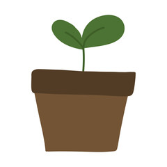 plant in a pot. hand-drawn illustration.  Illustration of energy. Symbol energy collection. energy icon. environment icon.
