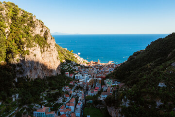 Ancient village of Amalfi. Aerial view 