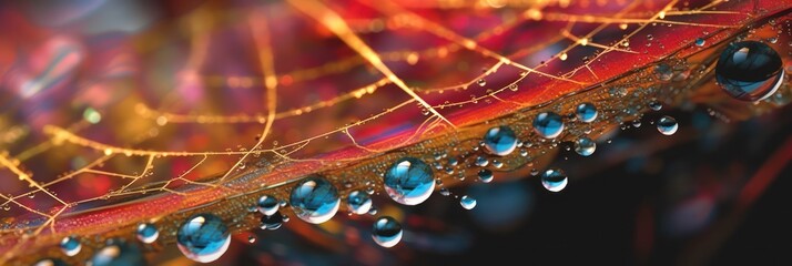 Spider web close-up with water drops. Generative AI