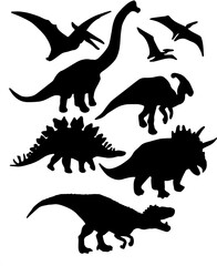 silhouette of dinosaur illustration vector set
