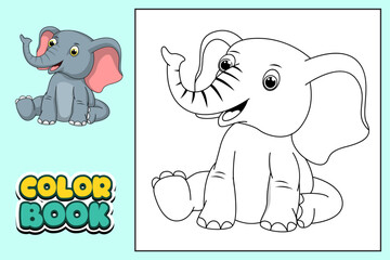 coloring book picture of elephant animal character