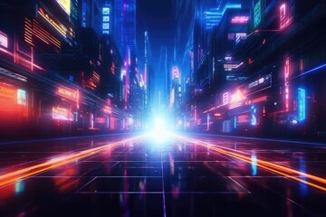 Fototapeta na wymiar Electric Dreams: Neon Nights in the Cyberpunk Metropolis - Generative AI 45