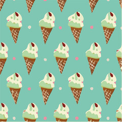 cute simple pistachio ice cream pattern, cartoon, minimal, decorate blankets, carpets, for kids, theme print design
