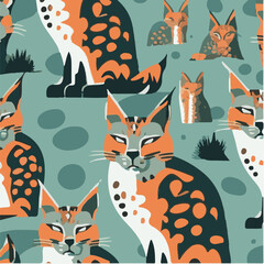 cute simple lynx pattern, cartoon, minimal, decorate blankets, carpets, for kids, theme print design  © le
