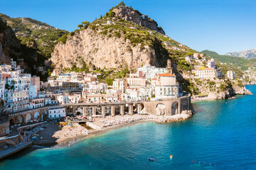 Atrani seacost in summer. Amalfi coast
