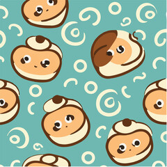cute simple cinnamon roll pattern, cartoon, minimal, decorate blankets, carpets, for kids, theme print design
