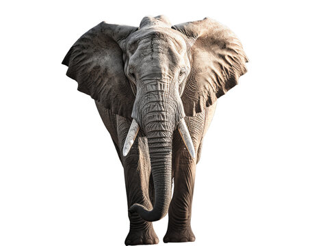 An African elephant is walking -full body- -Transparent background- animal art made with Generative AI 