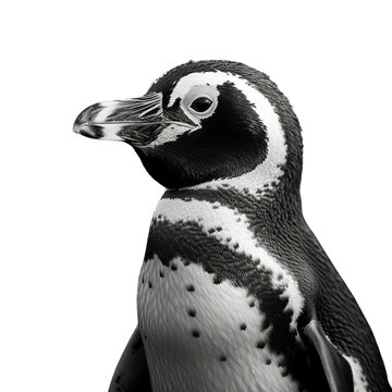 African Penguin Upper Body- Transparent background- animal art made with Generative AI