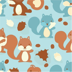 cute simple squirrel pattern, cartoon, minimal, decorate blankets, carpets, for kids, theme print design
