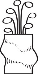 hand drawn side view plant in pot illustration.