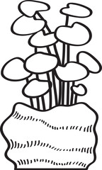 hand drawn side view plant in pot illustration.