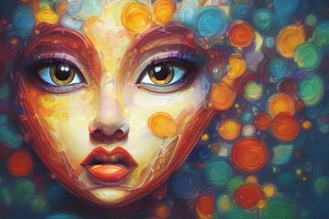 Obraz premium Face , beautiful women, abstract art. Generated AI