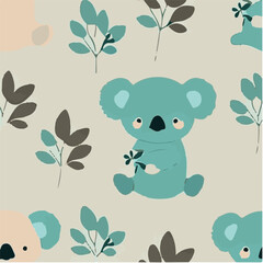 cute simple koala pattern, cartoon, minimal, decorate blankets, carpets, for kids, theme print design
