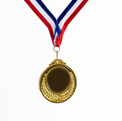 Blank gold medal on white background