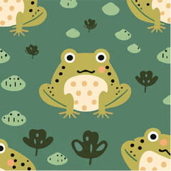 cute simple frog pattern, cartoon, minimal, decorate blankets, carpets, for kids, theme print design
