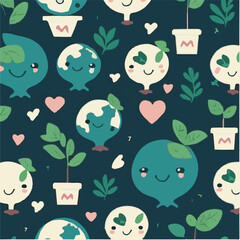 cute simple earth day pattern, cartoon, minimal, decorate blankets, carpets, for kids, theme print design
