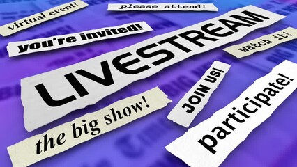 Live Stream Event Virtual Invitation Attend Participate Register Now Headlines 3d Animation