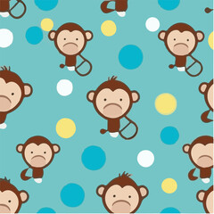 cute simple monkey pattern, cartoon, minimal, decorate blankets, carpets, for kids, theme print design
