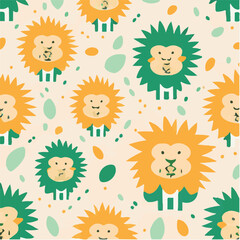 Fototapeta premium cute simple lion pattern, cartoon, minimal, decorate blankets, carpets, for kids, theme print design 