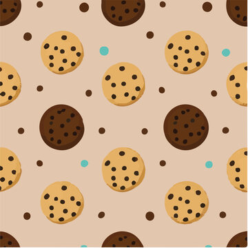 Cute Simple National Chocolate Chip Cookie Day Pattern, Cartoon, Minimal, Decorate Blankets, Carpets, For Kids, Theme Print Design
