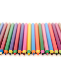 Fototapeta premium colored wooden pencils on white background
