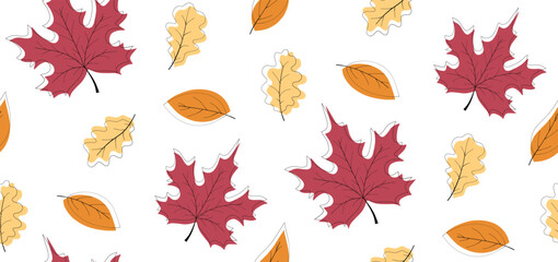 Seamless pattern with autumn leaves