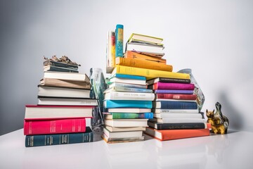 Books with colors, white background. Generative AI