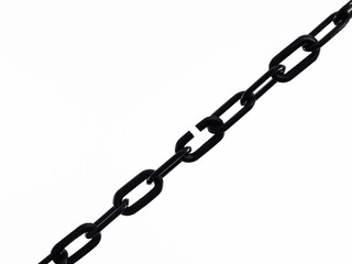 Black plastic chain on white background