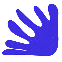 Blue hand drawn textured shape. Abstract contemporary modern trendy illustration