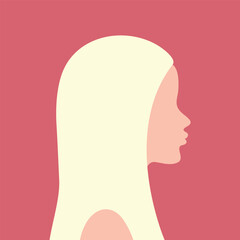 Abstract portrait of a young blonde woman in profile. Faceless female profile outline. Minimal design. Vector art