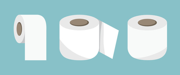 Toilet paper illustration set. Toilet paper in a flat style. Cleaning equipment set