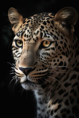 Fototapeta na wymiar Ai generated illustration of leopard portrait