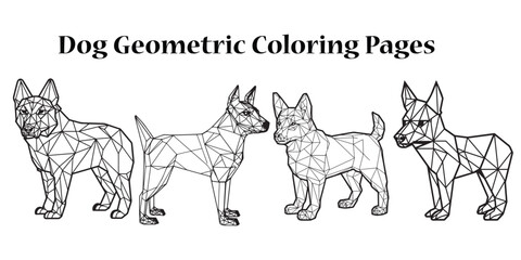 A drawing of two dogs' geometric coloring sheets vector design.