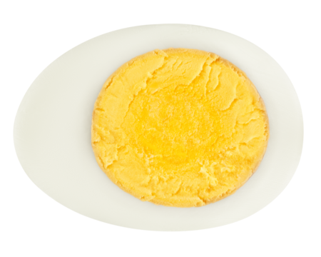 boiled Egg without shell, isolated on white background, full depth of field