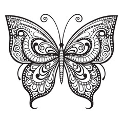 A butterfly line art coloring page for adults.