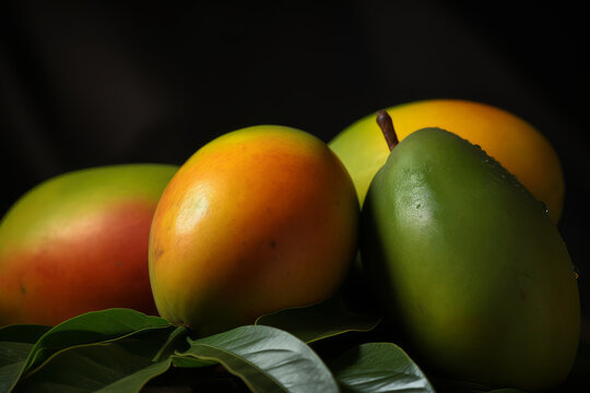 Macro picture of mangos, Generative ai