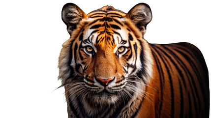 Fototapeta na wymiar Upper body of the Bengal tiger - Transparent background- animal art made with Generative AI 
