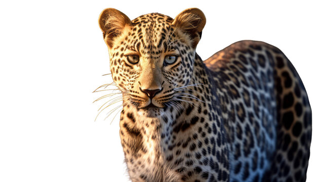 African Leopard -Transparent background- animal art made with Generative AI 