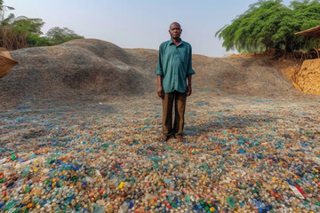Men on the plastic land.