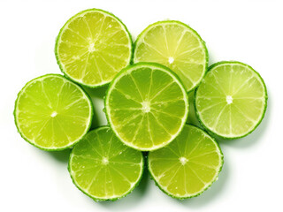 Fototapeta na wymiar Sugared green lime slices isolated on white background