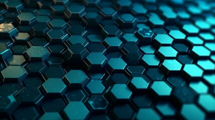 Abstract 3D rendering of hexagons background. Futuristic background with hexagons, generative Ai