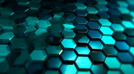 Abstract 3d rendering of hexagon background. Futuristic shape, generative Ai