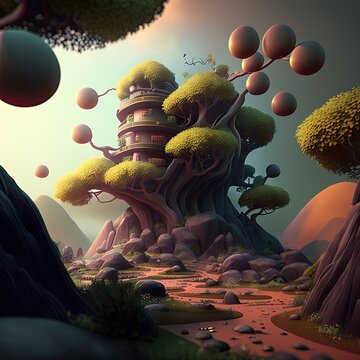 3d render of cartoon style bean land house edmame 