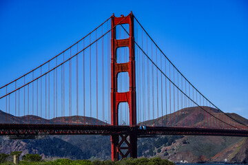Golden Gate Bridge against a clear blue sky in San Francisco, USA