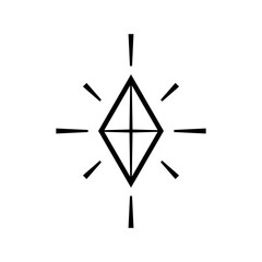 Black shiny line diamond jewelry gem light rays outline icon vector design
