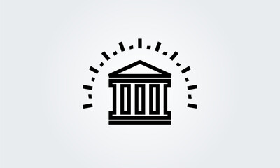 Court, Museum, Bank, University house building icon, logo. classic Greek columns, vector illustration